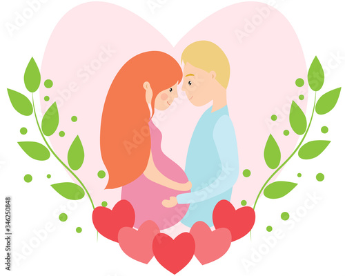 pregnant girl with a guy with hearts