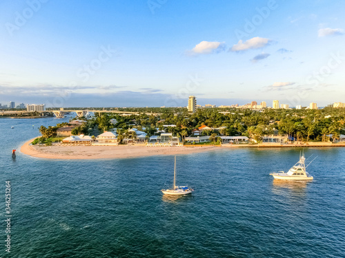 Cityscape of Ft. Lauderdale, Florida showing the beach and the city