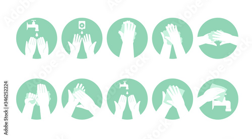 Personal hand hygiene, disease prevention and medical educational infographics: how to wash your hands step by step. Vector illustration