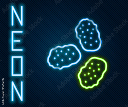 Glowing neon line Chicken nuggets icon isolated on black background. Colorful outline concept. Vector Illustration