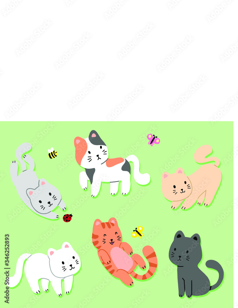 Flat cat seamless pattern for print wallpaper, wrapping, packing and backdrop cute Premium Vector Flat cat seamless pattern for print wallpaper, wrapping, packing and backdrop cute Premium Vector