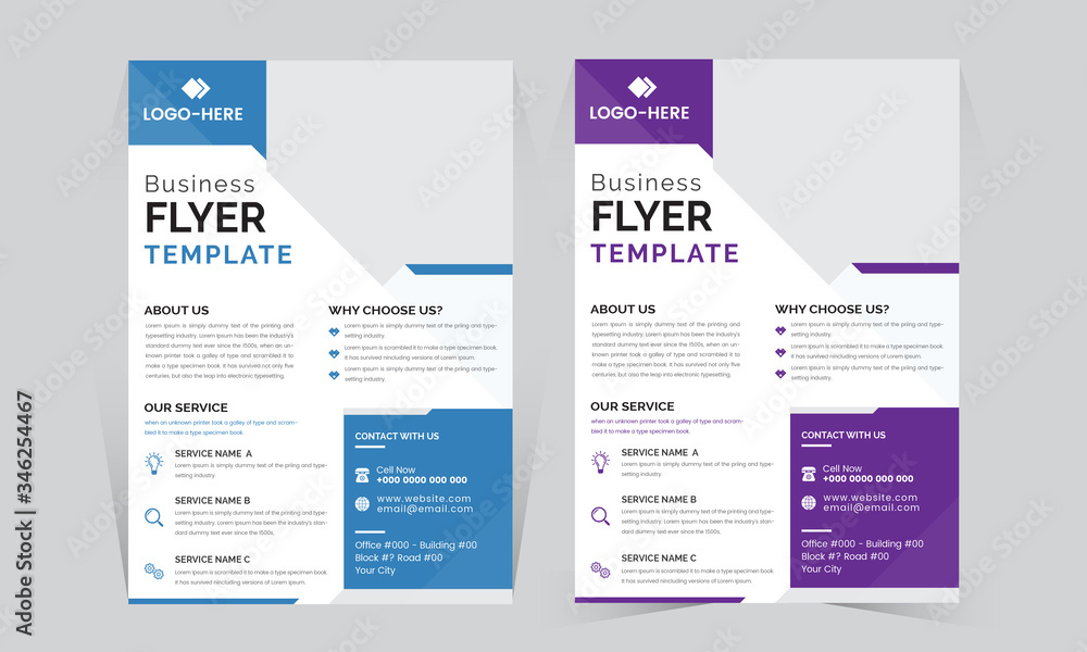 Creative tow color flyer template set Creative tow color flyer template set
