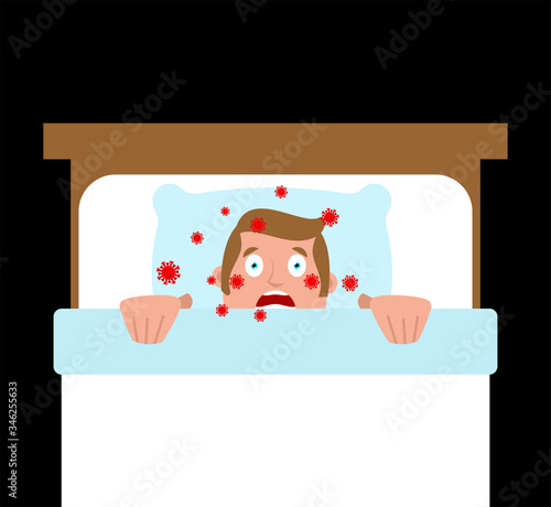 Coronavirus patient in bed. Global epidemic disease 2019-nCoV virus. Pandemic concept