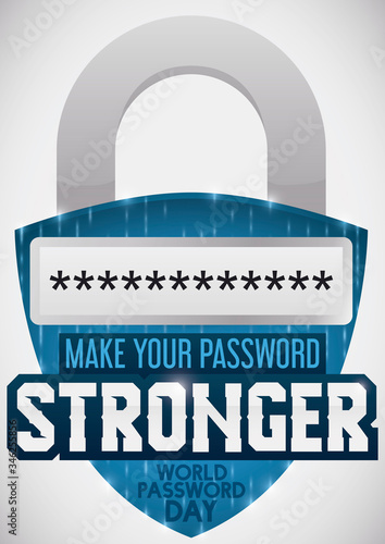 Padlock with Digital Design, Input and Greeting Promoting World Password Day, Vector Illustration