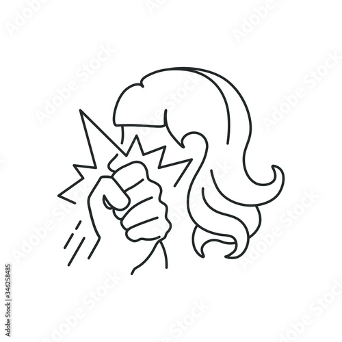 line icon, beating on the face