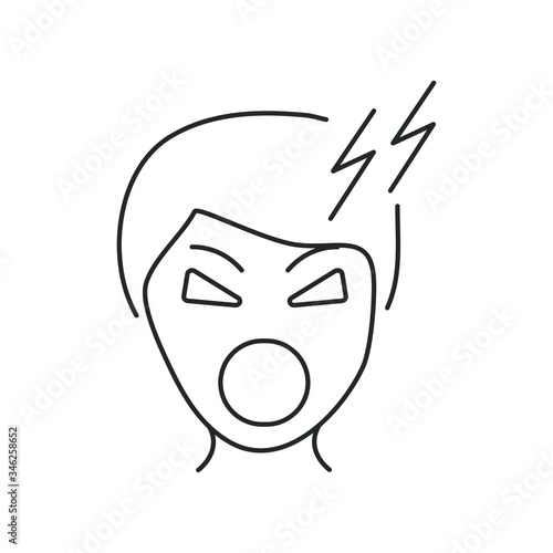 line icon, aggressive person who screams