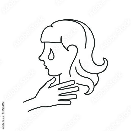 line icon, strangulation of a woman by the neck