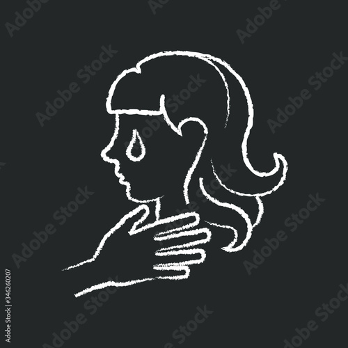 chalk icon, strangulation of a woman by the neck