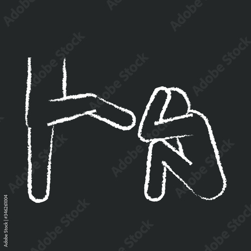line chalk icon, kicking a seated person