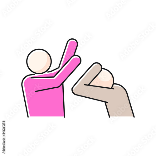 line icon, beating with hands of one person - another