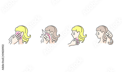 color icons set, bullying a girl