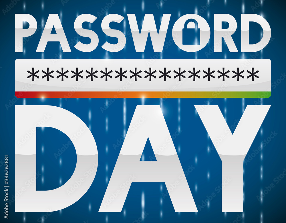 Sign with Padlock Silhouette and Bar with Strong Code for Password Day, Vector Illustration Sign with Padlock Silhouette and Bar with Strong Code for Password Day, Vector Illustration