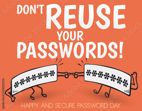 Reused Passwords Promoting to not Share it in Password Day, Vector Illustration