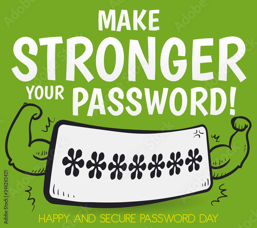Input with Strong Arms Promoting a Secure Password Day, Vector Illustration