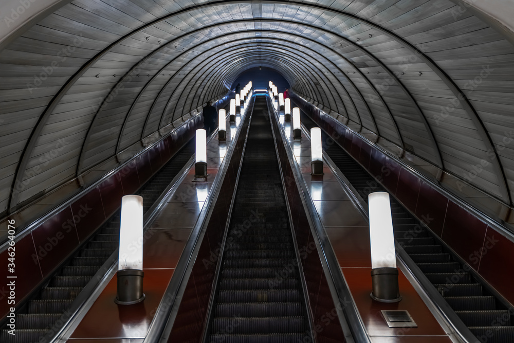 Metro escalators in Moscow. Metro escalators in Moscow.