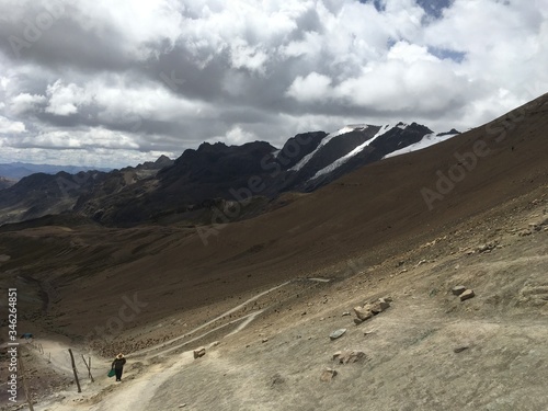 Rainbow mountains in Peru, georgeous beautiful landscape, Colorful view. Peruvian travel background, andes.
