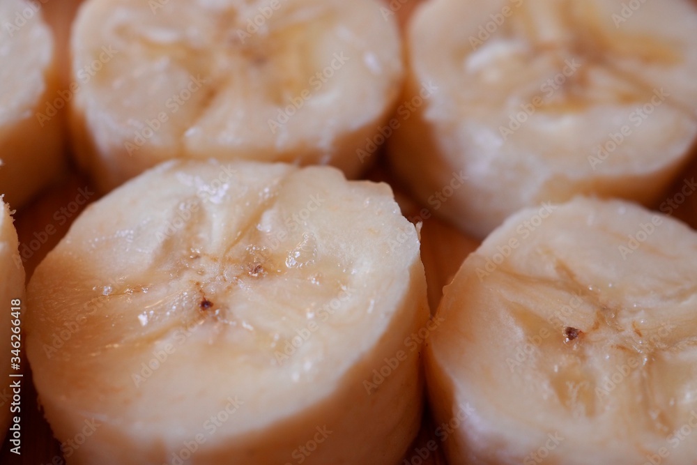 macro close up photo of sliced and peeled banana macro close up photo of sliced and peeled banana