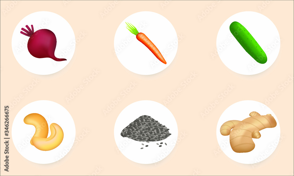 vector illustration of a set of food