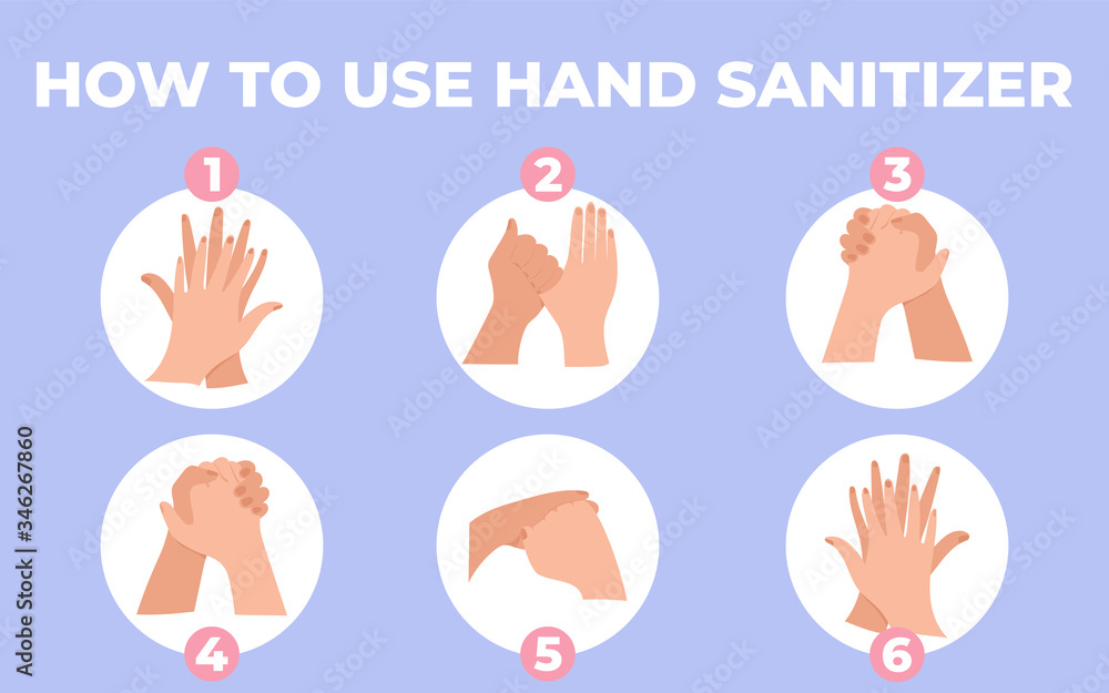 Disinfect hands with alcohol gel. How to use hand sanitizer, personal hygiene, infographic procedure to wash alcohol gel. Clean disease prevention covid-19. Disinfect hands with alcohol gel. How to use hand sanitizer, personal hygiene, infographic procedure to wash alcohol gel. Clean disease prevention covid-19.