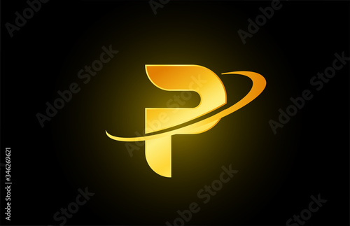 P alphabet letter logo icon for business and company with gold design