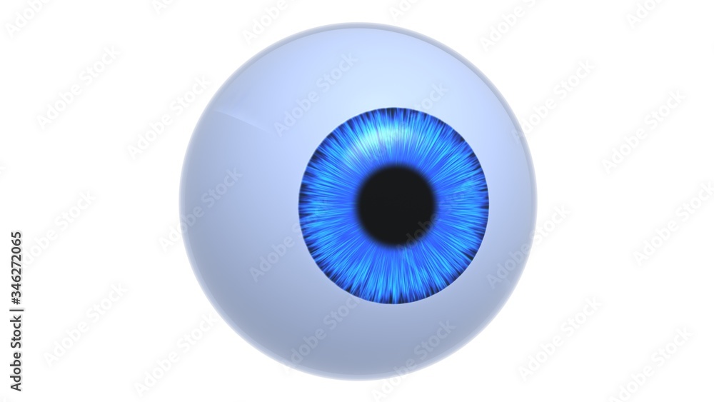 Human eyeball. Blue eye isolated on white background. 3D-rendering. Human eyeball. Blue eye isolated on white background. 3D-rendering.