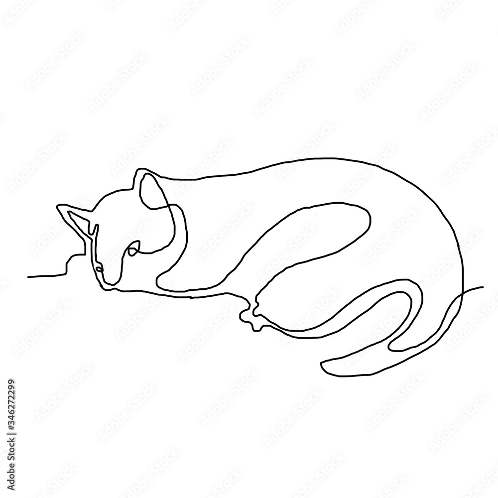 Fototapeta premium Continuous One Line Drawing Cat