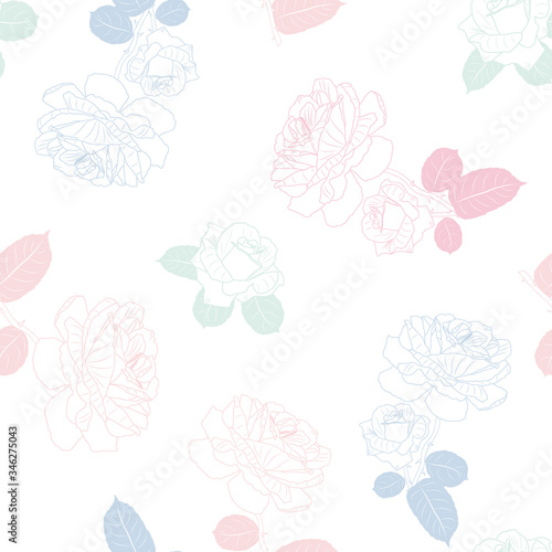 Seamless Floral Vector pattern with colorful roses for decoration, print, textile, stationery