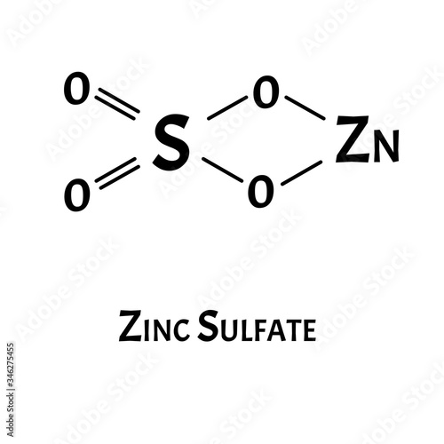 Zinc sulfate is a molecular chemical formula. Zinc infographics. Vector illustration on isolated background.