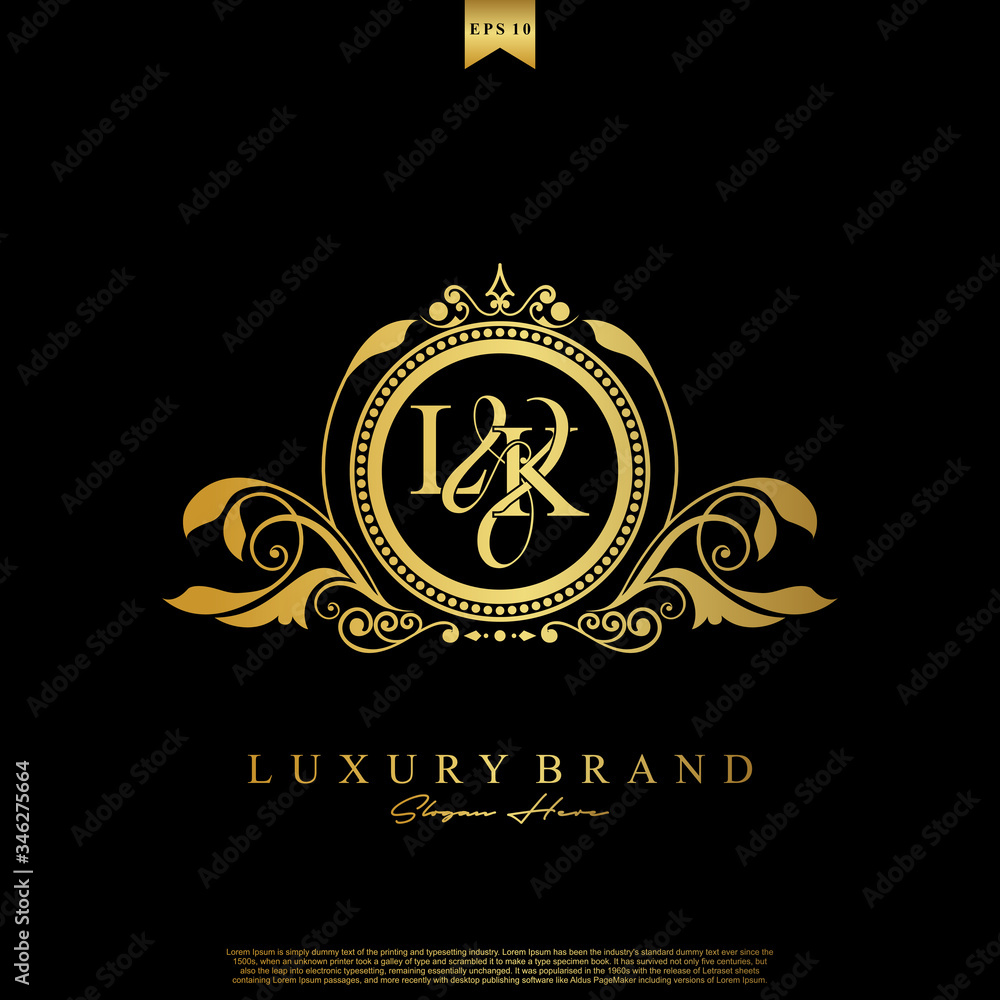 Logo Initial letter LK luxury vector mark, gold color elegant classical symmetric curves decor. Logo Initial letter LK luxury vector mark, gold color elegant classical symmetric curves decor.