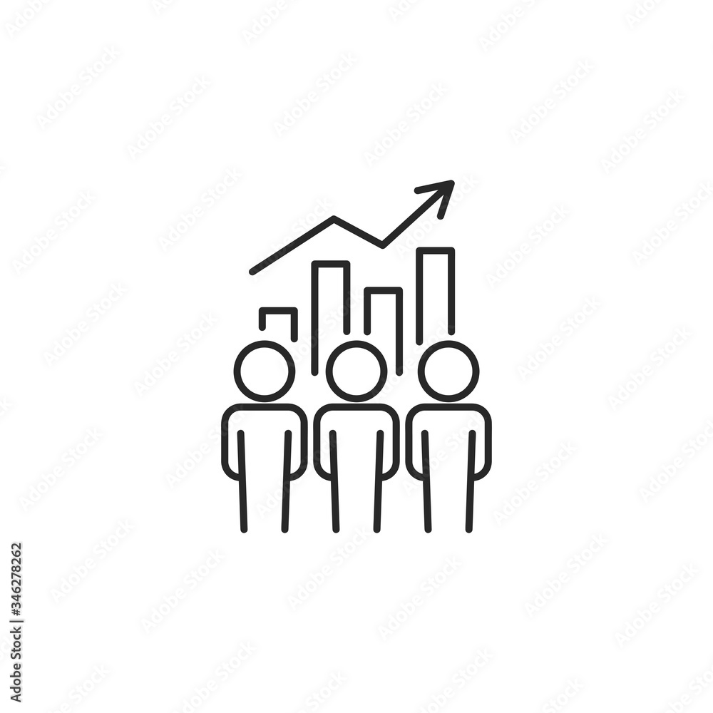 Business / company growth line icon with editable stroke. Business statistics concept. Simple black outline symbol. Isolated on white background. Vector illustration. Business / company growth line icon with editable stroke. Business statistics concept. Simple black outline symbol. Isolated on white background. Vector illustration.