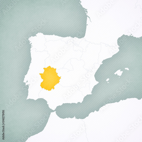 Map of Iberian Peninsula - Extremadura