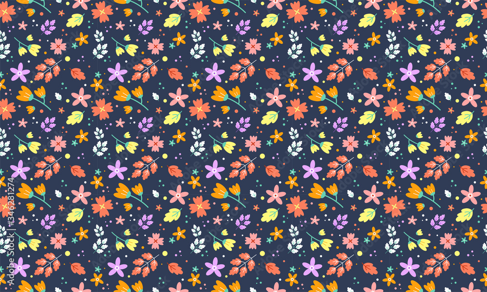 Vector Floral Seamless Pattern Autumn Background, Summer Themes