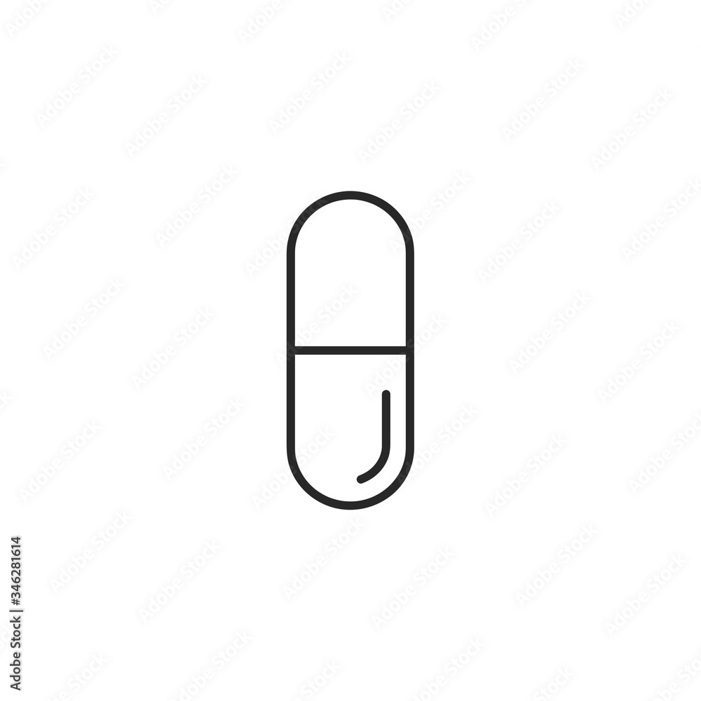 Pill line icon with editable stroke. Medicine / cure / drug. Simple design. Health care, medical symbol. Isolated on white background. Vector illustration. Pill line icon with editable stroke. Medicine / cure / drug. Simple design. Health care, medical symbol. Isolated on white background. Vector illustration.