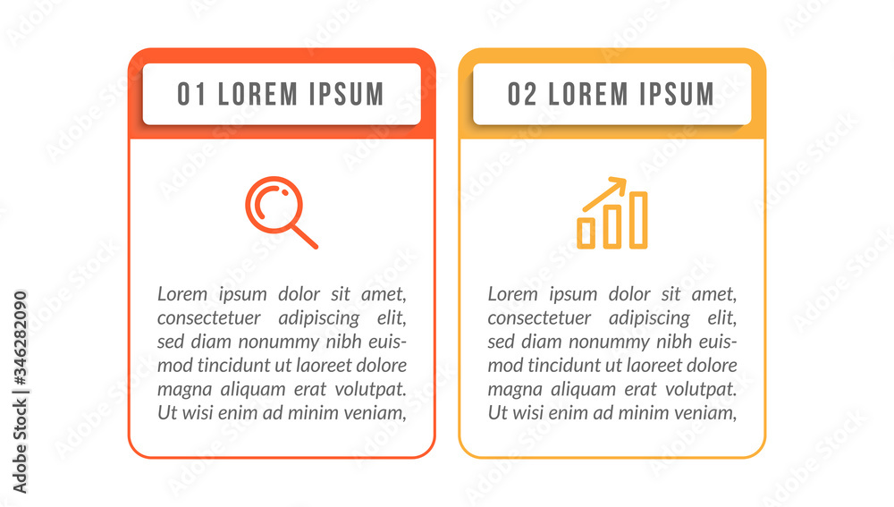 Minimal infographic template design with numbers 2 options or steps. Minimal infographic template design with numbers 2 options or steps.