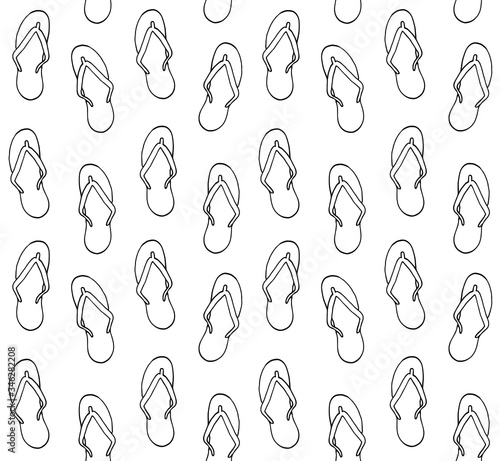 Vector seamless pattern of hand drawn doodle sketch beach slippers isolated on white background