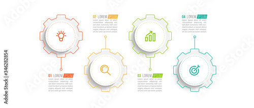 Minimal infographic template design with numbers 4 options or steps.