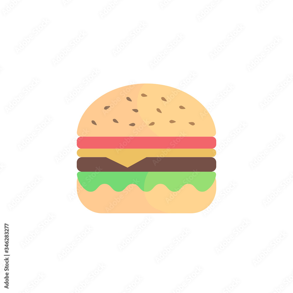 Hamburger icon - Flat style design. Fast food vector icon. Burger sign or symbol. Vector illustration. Hamburger icon - Flat style design. Fast food vector icon. Burger sign or symbol. Vector illustration.