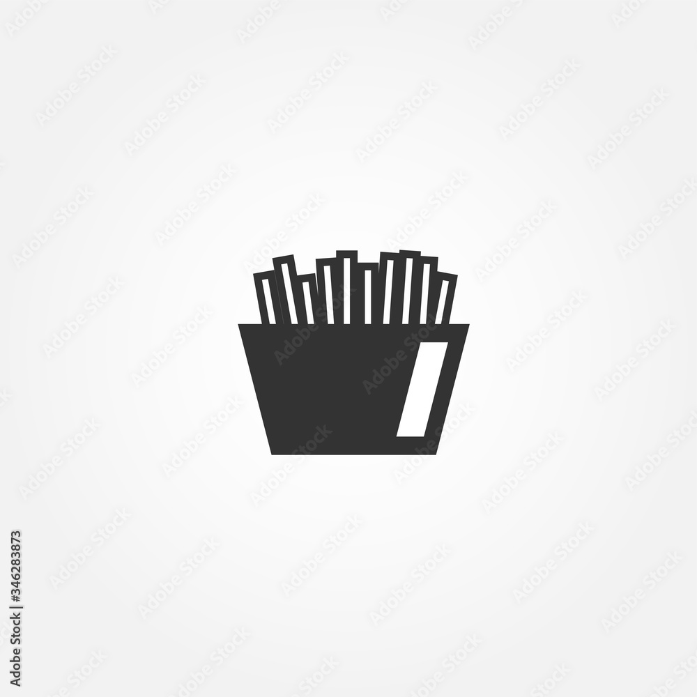 French fries icon. Flat fast food icon design. Black and white. Vector illustration.