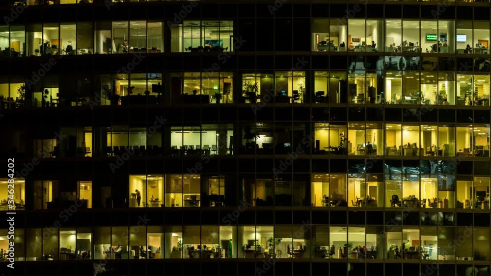 timelapse. office building in the business center in the evening timelapse. office building in the business center in the evening