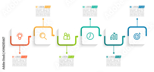 Minimal infographic template design with numbers 6 options or steps.