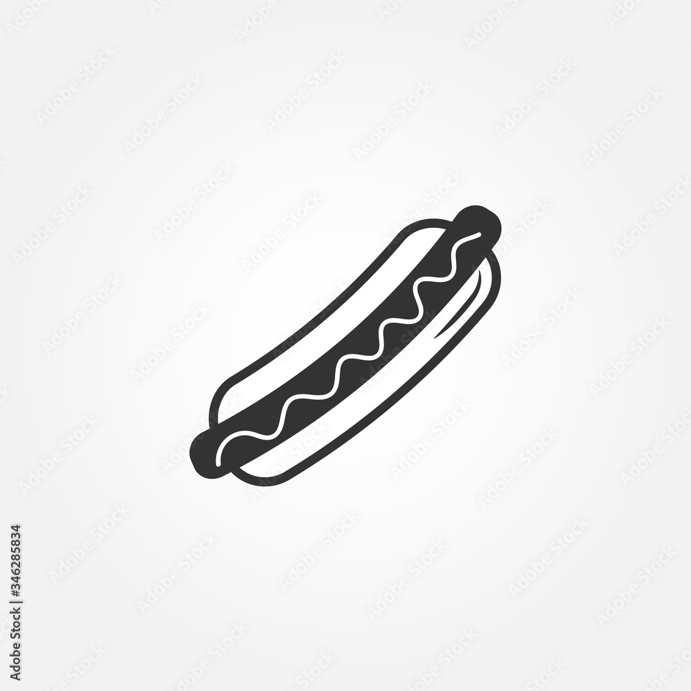 Hot dog icon - black and white - vector illustration Hot dog icon - black and white - vector illustration