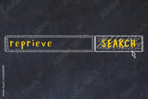 Chalk sketch of browser window with seqrch form and inscription reprieve