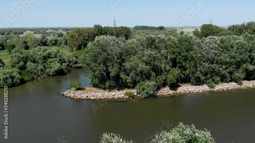 Aerial View of Danube River Mouth Flowing into the Black Sea, Sfantu Gheorghe, Romania. photo