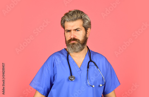 physician doctor with stethoscope. family therapist use phonendoscope. Medical nurse. pediatric healthcare. Immunity and health care. profession medicine staff