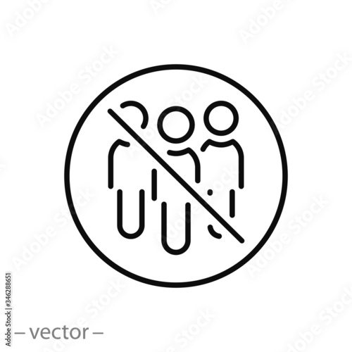 group people forbidden icon vector, no crowd, line symbol on white background