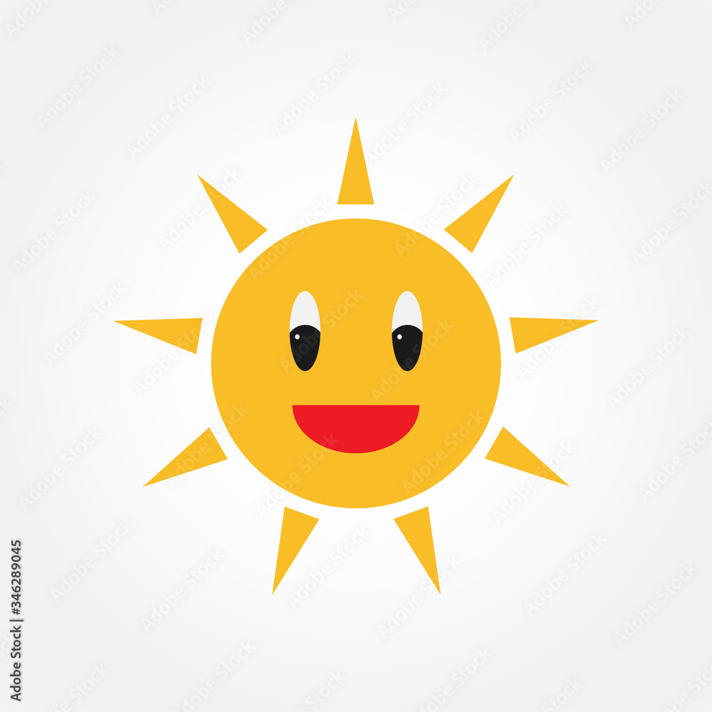 Smiling cartoon sun - flat design. Emoticon. Vector illustration