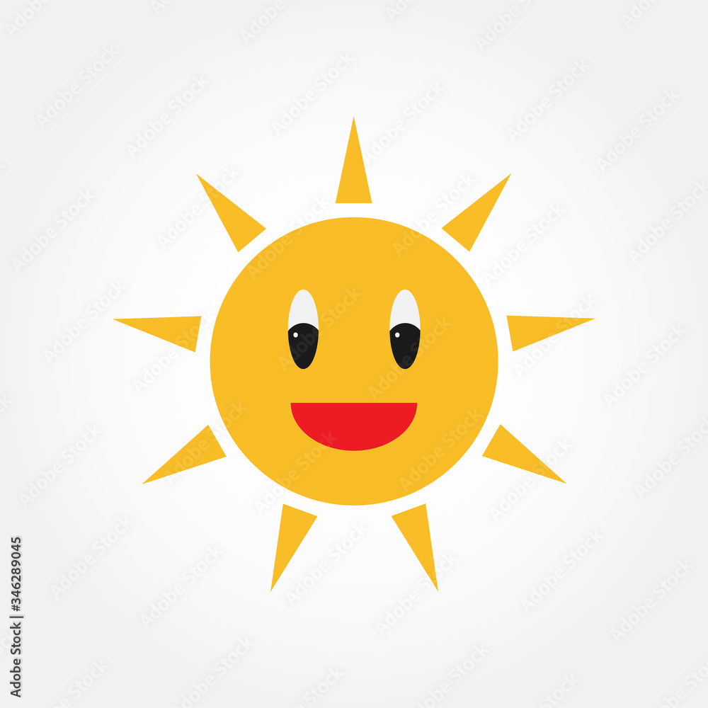 Smiling cartoon sun - flat design. Emoticon. Vector illustration Smiling cartoon sun - flat design. Emoticon. Vector illustration