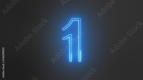 Blue Neon Sign Numbers Counting Up From 1 to 5