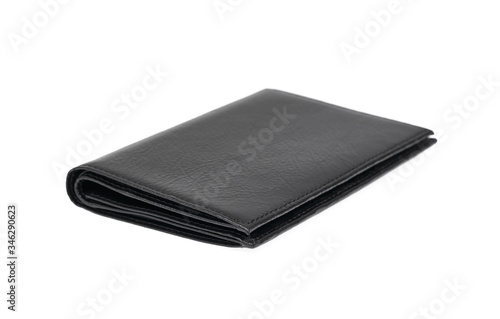 Men's black wallet isolated on white background.