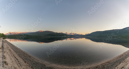 Panoramic view of end of fjord. Beautiful Norwegian landscape. view of the fjords with turquoise water. Norway ideal fjord reflection in clear water © Tatiana